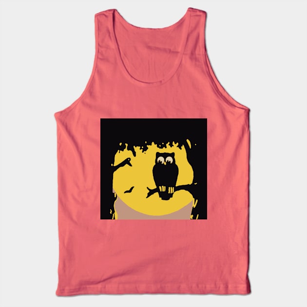 Halloween Owl with a Full Moon Tank Top by MasterpieceCafe